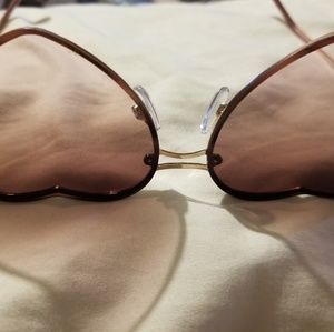 Heart shaped rose gold light pink tint sunglasses